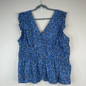 Old Navy Cottagecore Top Womens XLarge Smocked Ruffled Flowy Floral Sleeveless